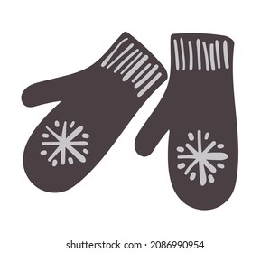 mittens with a snowflake pattern, isolated on a white background