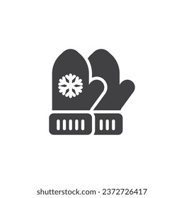 Mittens with snowflake vector icon. filled flat sign for mobile concept and web design. Winter mittens glyph icon. Symbol, logo illustration. Vector graphics