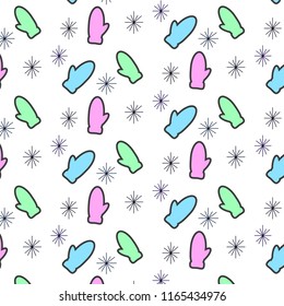 mittens, snowflakes, christmas pattern