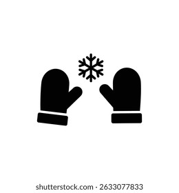 Mitones tocando un copo de nieve en diseño de invierno