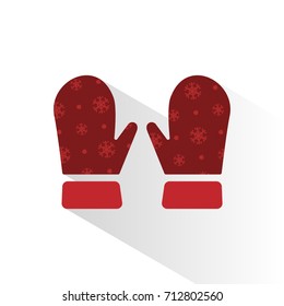Mittens vector icon with shade on brown background