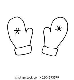 Mitones de ilustración vectorial, doodle de dibujo manual