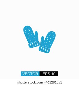 Mittens vector. Isolated blue icon on white background.