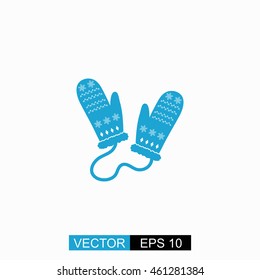 Mittens vector. Isolated blue icon on white background.