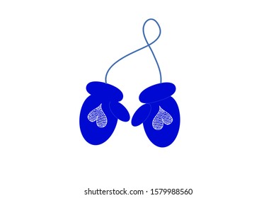 
Mittens vector sketch icon isolated on white background. Hand drawn blue 
glove icon. Mittens sketch icon, winter background. Trend 2020 color, blue.