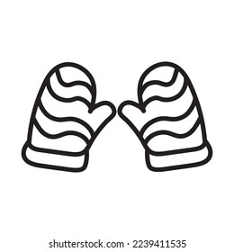Mittens wavy doodle-style mittens on white background. Vector isolated image for use in festive design