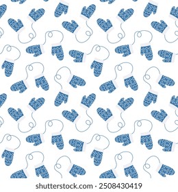 Mitones de invierno sin patrón. Navidades de fondo de Vector. Diseño festivo para scrapbooking, papel de embalaje, tela, textil.