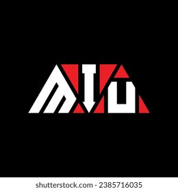MIU triangle letter logo design with triangle shape. MIU triangle logo design monogram. MIU triangle vector logo template with red color. MIU triangular logo Simple, Elegant, and Luxurious design.