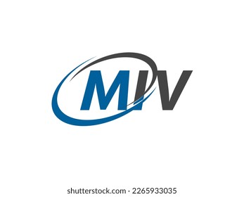 Letra MIV diseño creativo elegante del logo de swoosh