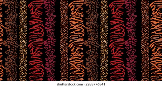 Mix animal skin prints, leopard, jaguar seamless pattern vector design. Predators skin merges. Dotted texture. Black and white, contrast spots