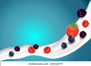 Mix berry with milk splash