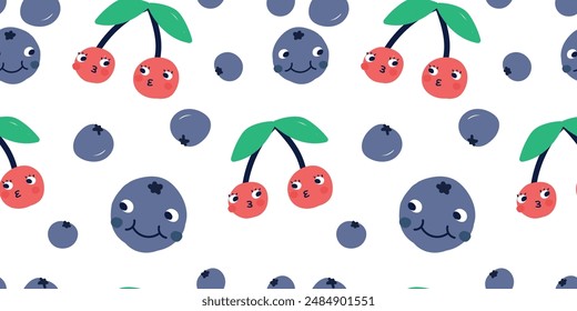 Mix berry seamless pattern. flat vector illustration. Template for Notebook covers, pattern for wallpapers, textile or nature background. hand-drawn vector elements. Healthy natural vitamin food