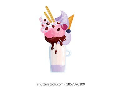 Mix berry smoothie ads with rich berries cream vector illustration isolated on white background