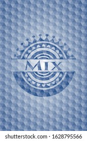 Mix blue badge with geometric pattern. Vector Illustration. Detailed.