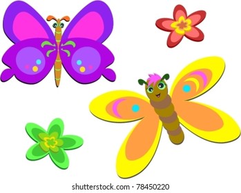 Mix of Butterflies and Flowers