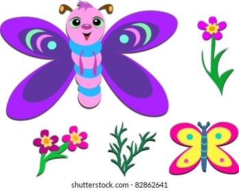 Mix of Butterflies and Plants