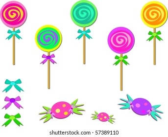 Mix of Candies and Bows Vector