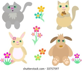 Mix of Cat, Squirrel, Rabbit and Dog Vector