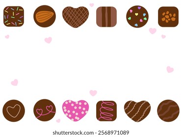 Mix of chocolate candies. Set of chocolate candies. Assortment of chocolate candies sweets