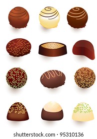 Mix of chocolate candies and truffles