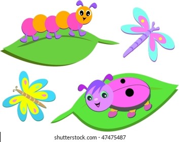 Mix of Colorful Bugs Vector