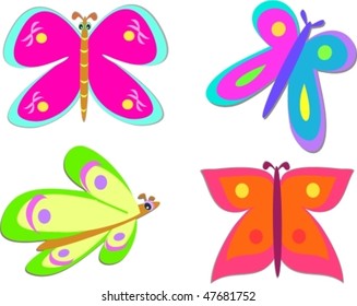 Mix of Colorful Butterflies Vector