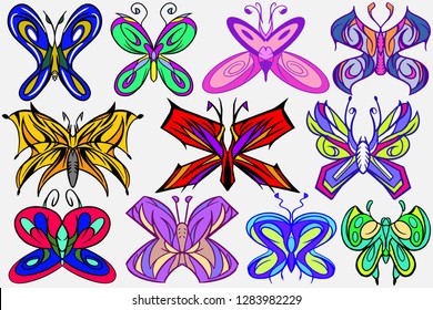 Mix colorful butterfly graphic design vector. Vibrant and vivid color of butterfly in dynamic design style.