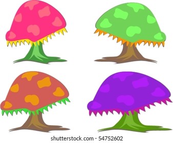Mix of Colorful Mushrooms Vector