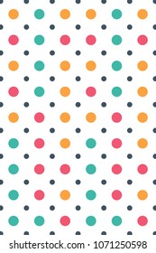 Mix colors Polka Dot pattern. For plaid, tablecloths, clothes, shirts, dresses, paper, bedding, blankets, quilts and other textile products. Vector illustration.