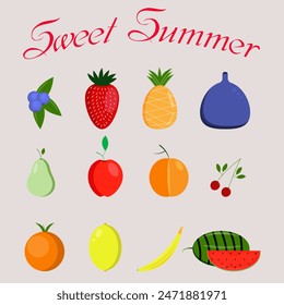 Mix of different fruits, healthy vitamins