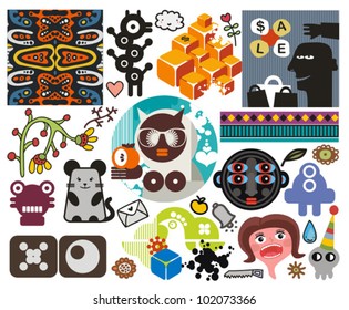 Mix of different vector images and icons. vol.51