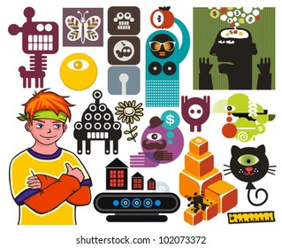 Mix of different vector images and icons. vol.52