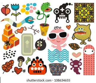 Mix of different vector images and icons. vol.58