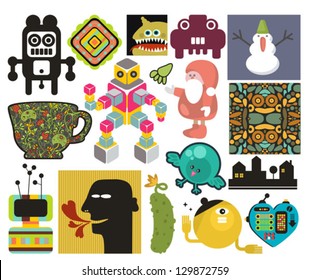 Mix of different vector images and icons. vol.65
