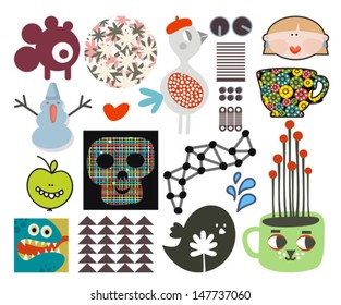 Mix of different vector images and icons. vol.68