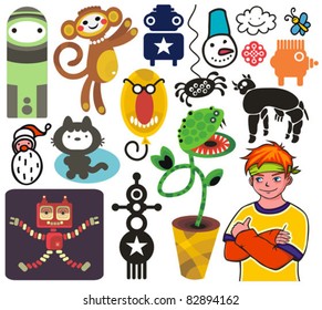 Mix of different vector images and icons. vol.19