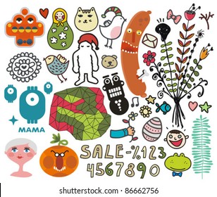 Mix of different vector images and icons. vol.32