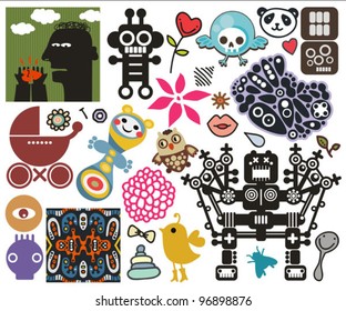 Mix of different vector images and icons. vol.45