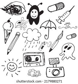 Mix Doodle Art Vector PNG SVG Wallpaper Elements Atract Background