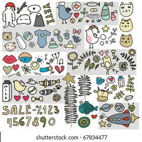 Mix of doodle images in vector. vol. 4