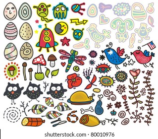 Mix of doodle images in vector. vol. 6