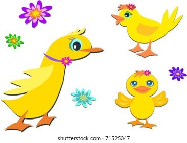 Mix of Ducks and Flowers