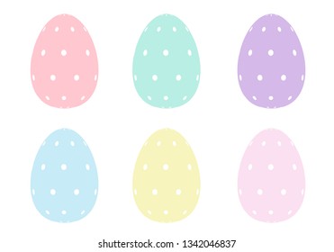 Mix Easter eggs for Easter holidays dot pattern in pastel color isoleted in white background