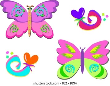 Mix of Fancy Butterflies and Spirals