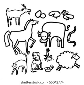 a mix of farm animals, vector