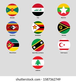 mix flag icon set. Grenada, Iraq, Lebanon isolated vector illustration