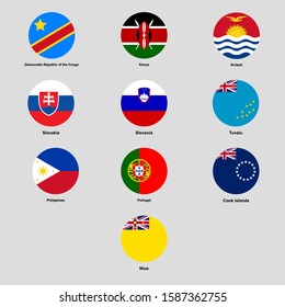 mix flag icon set. Kenya, Slovenia, Slovakia isolated vector illustration