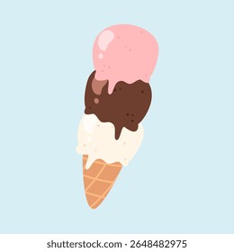 Mix flavor ice cream. Ice cream cartoon. Cute sweet food. Can be used for wallpaper, sticker, and food element