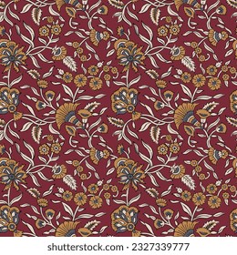 MIX FLORAL WITH LEAF ALL OVER PRINT SEMLESS PATTERN VECTOR ILLUSTRATION