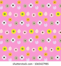 mix flower styles pattern pastel pink background vector illustration image